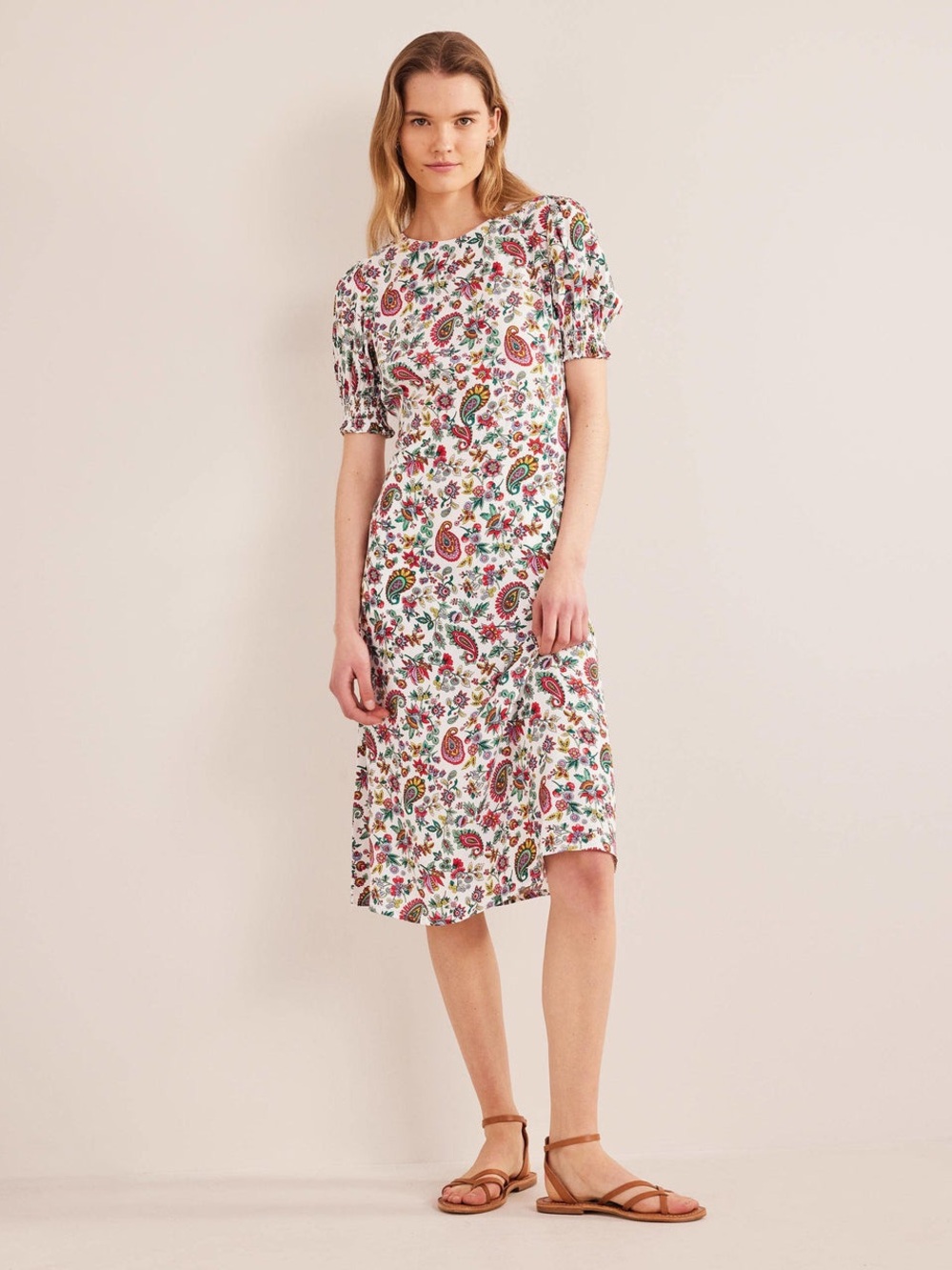 Boden Corinne Midi Tea Dress in Multi Dandelion Paisley Women’s Size 4R